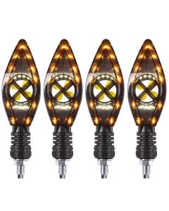 Allextreme R-258 Indicator LED Light Turn Signals Front and Rear Bright Warning Lamp 3-Patterns Water Resistant for all scooter, scooty, & Motorbikes (4 Pcs, Yellow & Blue)