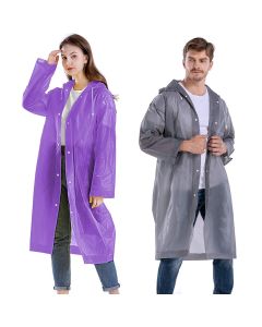 Allextreme EVA Waterproof Rain Coat Hooded Outdoor Water Resistant Portable Suit for Men & Women (2 Pc, Purple & Grey)
