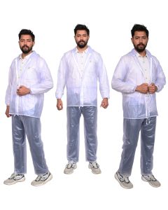 AllExtreme Crystal Men Raincoat with Adjustable Hood Water Resistant Reusable Rainwear Drawstring Hem Set of Top & Bottom with Carrying Pouch (XXL)