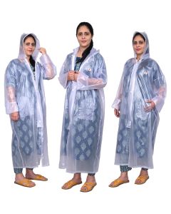 AllExtreme Crystal Women Raincoat with Adjustable Hood Water Resistant Reusable Rainwear for Ladies with Carrying Pouch (XXL)