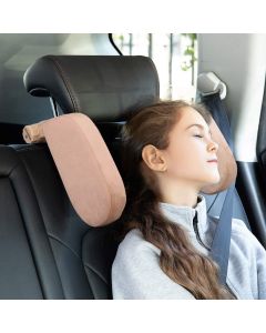 AllExtreme EXA05BG Adjustable Car Seat Headrest Mountable Head Neck Support Travel-Friendly Design Suitable for Kids & Adults (Beige)