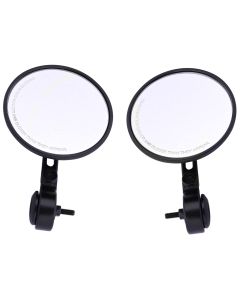 AllExtreme EXRSM01 Convex Rearview Bar End Mirror Round Cafe Racer Universal Fit Adjustable Handlebar Mount Wide Angle Suitable for Bikes Scooters (Black, 1 Set)