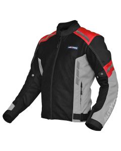 Allextreme TURBO Bike Riding Jacket Mesh Fabric Racer Motorcycle Armour Back Elbows Shoulders Protection with All Season Night Visibility Sticker for Men (M, Red)