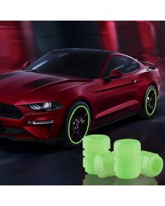 AllExtreme Fluorescent Tyre Valve Caps Illuminated Tire Cap Night Glow Luminous Wheel Covers Ideal for Cars and Bikes (Pack of 4, Green)