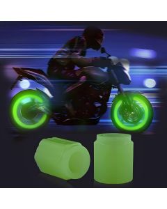 AllExtreme Fluorescent Tyre Valve Caps Illuminated Tire Cap Night Glow Luminous Wheel Covers Ideal for Cars and Bikes (Pack of 2, Green)