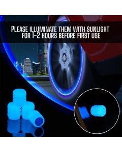 AllExtreme Fluorescent Tyre Valve Caps Illuminated Tire Cap Night Glow Luminous Wheel Covers Ideal for Cars and Bikes (Pack of 2, Blue)
