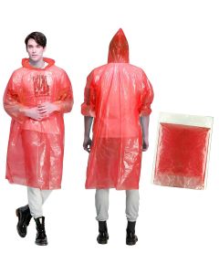 Allextreme Raincoat Poncho with Hood Water Resistant Rainwear Reusable Rain Suit for Outdoor Travel Men Women (Red, Pack of 1)