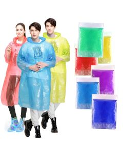 Allextreme Poncho Raincoat with Hood Reusable Water Resistant Barsaati Rainsuit Unisex for Hiking Camping (Random, Pack of 6)