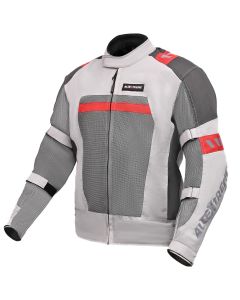 Allextreme BAZOOKA Unisex All weather Adult Motorcycle Riding Jacket with Impact Protection Back & Elbow Guard Reflective Stickers and Abrasion Resistance (XL, Grey & Red)