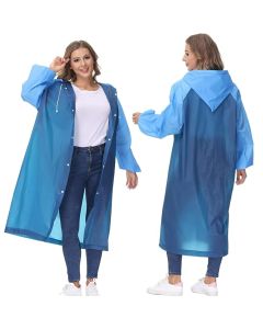 Allextreme EVA Poncho Raincoat Transparent Hooded Water Resistant Rain Jacket with Sleeves for Women Men Camping Rainy Season Travel