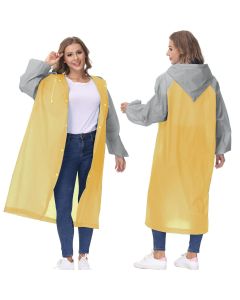 Allextreme EVA Poncho Raincoat Transparent Hooded Water Resistant Rain Jacket with Sleeves for Women Men Camping Rainy Season Travel (MK013-03)