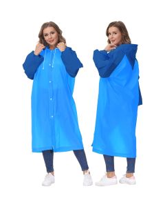 Allextreme EVA Poncho Raincoat Transparent Hooded Water Resistant Rain Jacket with Sleeves for Women Men Camping Rainy Season Travel (MK013-01)
