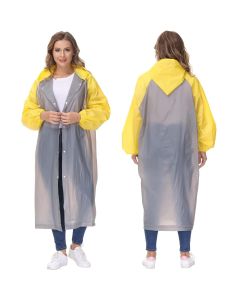 Allextreme EVA Poncho Raincoat Transparent Hooded Water Resistant Rain Jacket with Sleeves for Women Men Camping Rainy Season Travel (MK013-04)