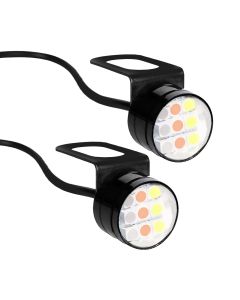 Allextreme EX-005MLT Universal Parking 9 LED Lights Super Bright Luminance Round Multicolor Lamp Bulb for Car Bike Motorcycle (18 W, Set of 2)