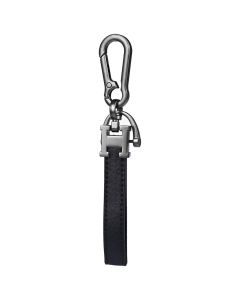 Allextreme LC-8803 Leather Loop Keychain Anti-Lost Metal D-Ring Heavy Duty Keyring with 1 Screwdriver for Car Bike (Pack of 1, Black)