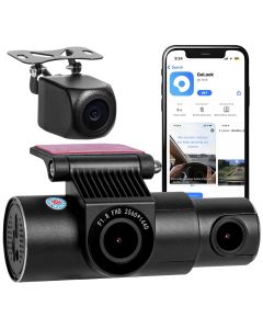 AllExtreme X13 2K 3 Channel Dash Cam 1440P Front 1080P Inside HD Loop Video Recording with 128 GB SD Card Night Vision (Black)