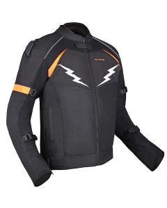 Allextreme WILDFIRE Bike Riding Jacket CE Level 2 Certified Armour Protector for Back Elbows Shoulders Mesh Fabric Motorcycle Gear (M, Black/Neon Orange)