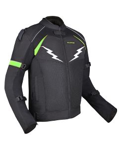 Allextreme WILDFIRE Bike Riding Jacket CE Level 2 Certified Armour Protector Back Elbows Shoulders Protection Mesh Fabric Motorcycle Rider Gear for Bikers (M, Black/Neon Green)