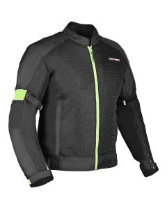 Allextreme TRIPPER Bike Riding Jacket Windproof Biker Mesh Fabric Armour Back Elbows Shoulders Protection Racer Motorcycle Gear Protector for Men (3XL, Neon Green & Black)
