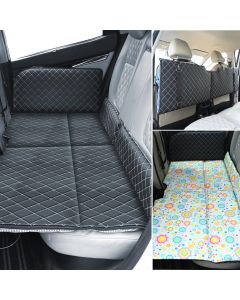 Allextreme S35 Non Inflatable Car Bed Mattress Double-Sided Back Seat Foldable Sleeping Bed for Kids & Adults Travel Trips Camping Picnic Universal Fit - (Light Yellow)