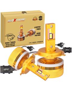 AllExtreme H4/H19 400W LED Headlamp 12V Foglights Conversion Kit for Cars IP68 Water-Resistant with 4 Copper Tubes & One Year Warranty (6000K/40000LM, Set of 2)
