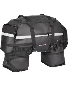 AllExtreme 65L Waterproof Tail Bag Universal Rear Carrier Polyester Saddle Bag with Rain Cover and Expandable Multi Compartment Bags for All Sports Street Bikes Motorcycles (1 Pc, Black)