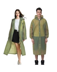 Allextreme EVA Waterproof Rain Coat Hooded Outdoor Water Resistant Suit Portable Men and Women (1 Pc, Olive Green)