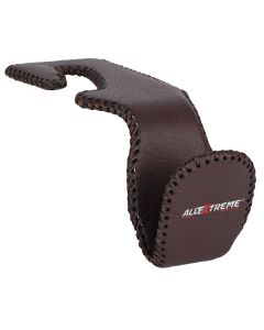Allextreme Leather Car Storage Hanger Auto Backseat Headrest Organizer Hook for Grocery Bags Umbrella Clothes Purses Cap Universal Holder (Brown, Pack of 1)