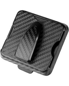 Allextreme 2 in 1 Sunglasses Holder for Car 360 Degree Rotation Universal Fit Sun Visor Clip Fastener Accessories with Carbon Fiber Finish and Ticket Card Holder Slot (Black)