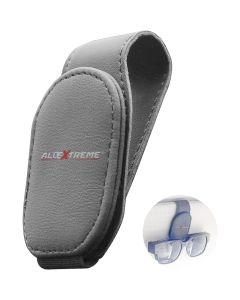 Allextreme PU Leather Sunglasses Holder Eyeglass Clip Spectacle Accessory Goggle Hanger for Car Sun Visor with Magnetic Clip (Gray, Pack of 1)