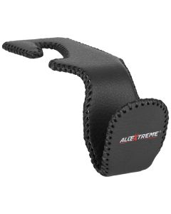 Allextreme Leather Car Storage Hanger Auto Backseat Headrest Organizer Hook for Grocery Bags Umbrella Clothes Purses Cap Universal Holder (Black, Pack of 1)