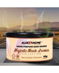 Allextreme Dashboard Wood Car Perfume Diffuser Scent - Majestic Musk Fragrance for 30 Days Interior Car-Accessories Air Freshener with Essential Oil Aroma (Set of 1, 40g)