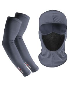 Allextreme Arm Sleeves and Balaclava Combo Hand UV Protection Cover & Riding Full Face Mask Set for Men Women Cycling Biking Outdoor Use (1 Pair Arm Sleeves & Balaclava- Dark Grey)