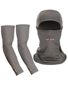 Allextreme Arm Sleeves and Balaclava Combo Hand UV Protection Cover & Riding Full Face Mask Set for Men Women Cycling Biking Outdoor Use (1 Pair Arm Sleeves & Balaclava-Grey)