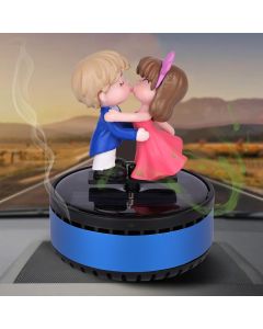 AllExtreme Solar Powered Car Perfume Diffuser Lovely Couple Design Auto Rotation Air Freshener Aromatherapy Fragrance Dispenser with Perfumed Liquid for Dashboard (Ocean Fragrance, Pack of 1)