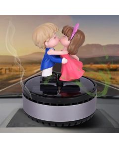 AllExtreme Solar Powered Car Perfume Diffuser Lovely Couple Design Auto Rotation Air Freshener Aromatherapy Fragrance Dispenser with Perfumed Liquid for Dashboard (Gardenia Fragrance, Pack of 1)