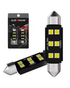 AllExtreme EXT101B 6 LED Universal Interior Parking Light Super Bright Pilot License Plate Dome Indicator Lamp Bulb Festoon Lights for Car Motorcycle and Bike (3W, Warm White, 2pcs)