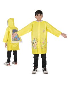 Allextreme Raincoat for Kids 6-7 Years Long Rain Jacket Boys Girls Rainsuit Waterproof Children Rainwear with Hood School Bag Cover & Carry Pouch (1Pc, XL, Unicorn Print, Yellow)