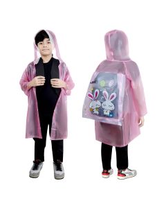Allextreme Raincoat for Kids 13-15 Years Long Rain Jacket Boys Girls Rainsuit Waterproof Children Rainwear with Hood School Bag Cover & Carry Pouch (1Pc, 4XL, Unicorn Print, Pink)