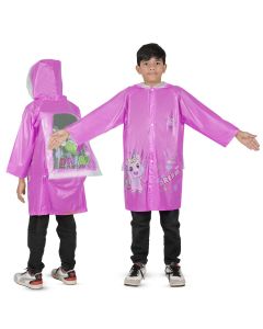 Allextreme Raincoat for Kids 11-12 Years Long Rain Jacket Boys Girls Rainsuit Waterproof Children Rainwear with Hood School Bag Cover & Carry Pouch (1Pc, 3XL, Unicorn Print, Light Pink)
