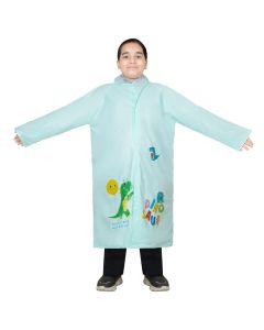 Allextreme Raincoat for Kids 13-15 Years Long Rain Jacket Boys Girls Rainsuit Waterproof Children Rainwear with Hood School Bag Cover & Carry Pouch (Pack of 1, 4XL, Dino Print, Aquamarine)