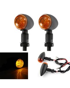 Allextreme Bullet Shape Turn Signal Lights 12V LED Universal Zinc Alloy Off-road Modified 5W Indicator Light with 6000K Colour Temperature for M8 Bikes (Amber, Pack of 2)