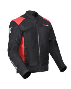 Allextreme FLAWLESS Unisex Riding Jacket CE Level 2 Certified Mesh Fabric Back Shoulder & Elbow Protection Guard and Reflective Stickers Motorcycle Rider Gear for Bikers (XL, Red & Black)