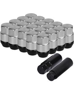 AllExtreme M12x1.5mm Wheel Nuts Close End Chrome Plated Steel Alloy Lug Nut Set with Aluminum Cap & Key for Cars Wheels Tyres (20Pcs)