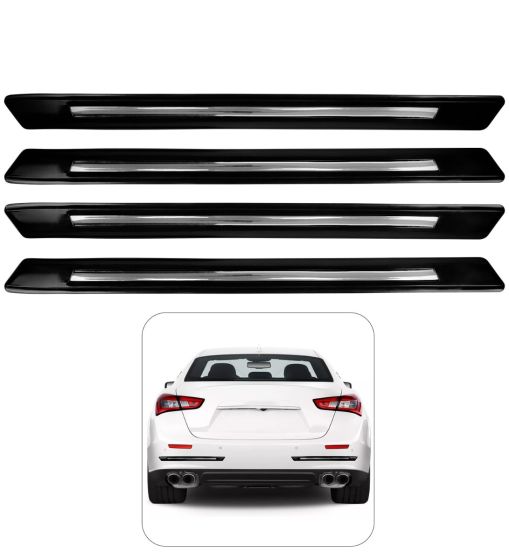 AllExtreme Anti-Collision Patch Front and Rear Universal Bumper Guard Strip Adhesive Anti-Scratch Door Sill Protector Trim for Car Doors (4 Pcs 1, Black)
