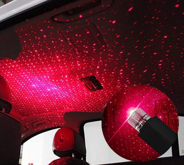 Allextreme EXSTLR1 Star Projection USB Car Ceiling Roof Light Adjustable Flexible Multiple Lighting Effect Laser Lamp for SUV Home Ceiling Decoration (Red)