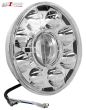 Allextreme EX9LHG1 7 Inch Round 9 LED White Headlight with High/Low DRL Fog Lamp for Motorcycle Bikes and Cars (45W, White & Red, 1 PC)