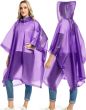 AllExtreme EVA Poncho Raincoat Transparent Hooded Water Resistant Rain Jacket with Sleeves for Women Men (Purple)