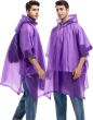 AllExtreme EVA Poncho Raincoat Transparent Hooded Water Resistant Rain Jacket with Sleeves for Women Men (Purple)