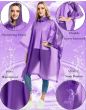 AllExtreme EVA Poncho Raincoat Transparent Hooded Water Resistant Rain Jacket with Sleeves for Women Men (Purple)